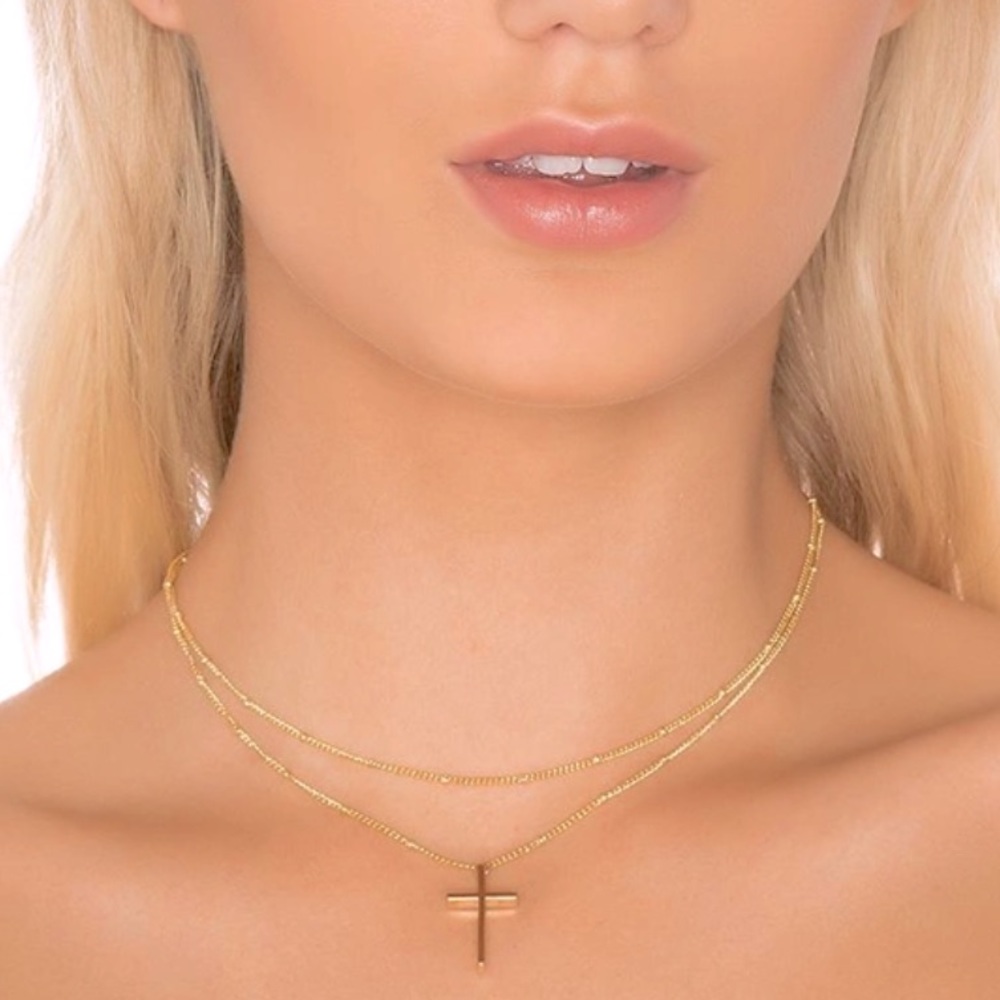 Cross Pendant Layered Necklace